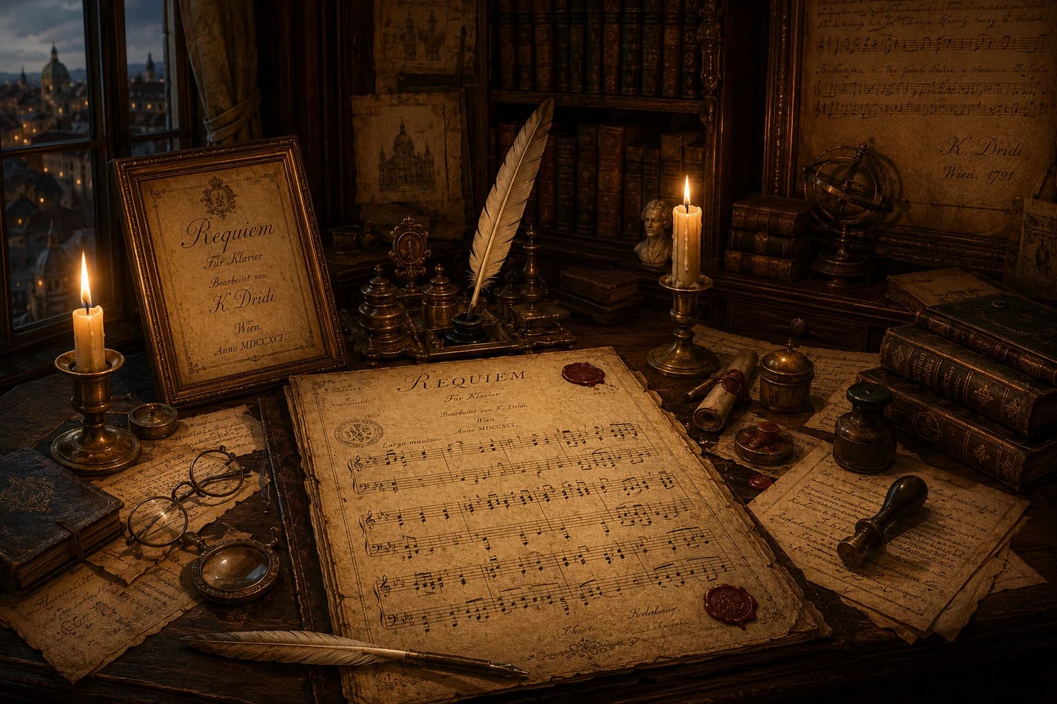 The composer's desk with early sketches
