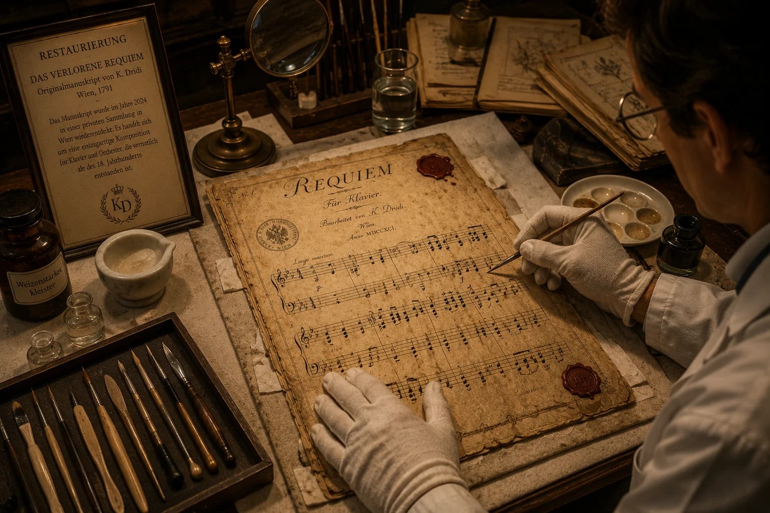 Manual restoration of the manuscript pages
